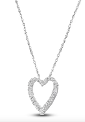 1 Carat Lab-Created Diamond Heart Outline Necklace in 14K White Gold – 18" Chain